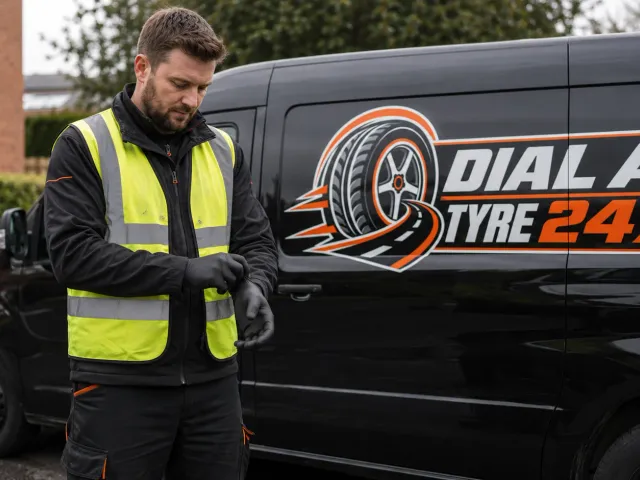 Technician inspecting an alloy wheel for visible damage before repair decisions